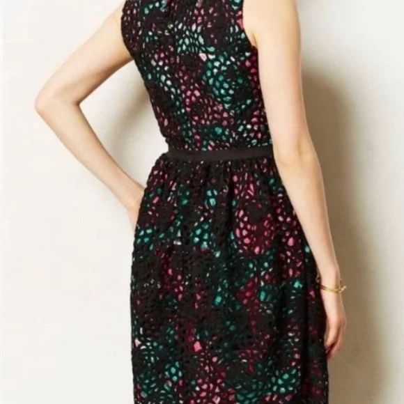 Anthropologie Wolven Black Lace Overlay Dress with Pockets Women’s Size 8 - Picture 2 of 13